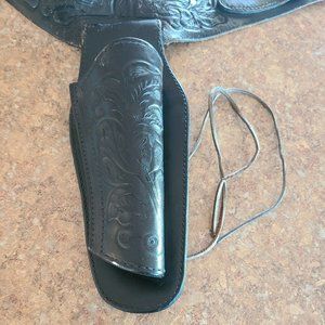 JC Higgins Tooled Floral Leather Holster And Belt Vintage Hunting Accessory